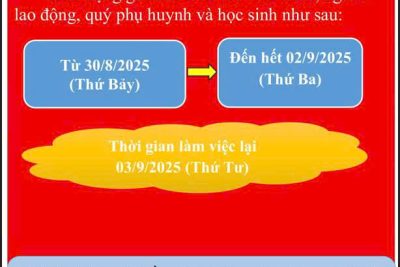 Thông báo nghỉ lễ 2/9